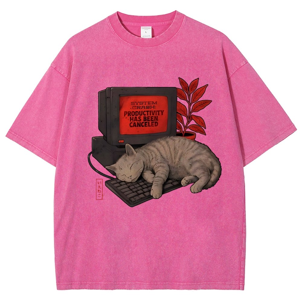 System Crash Cat Vintage Distressed T-shirt