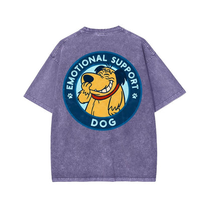 Dog Support Or Not? Front And Back Printing Washed T-shirt