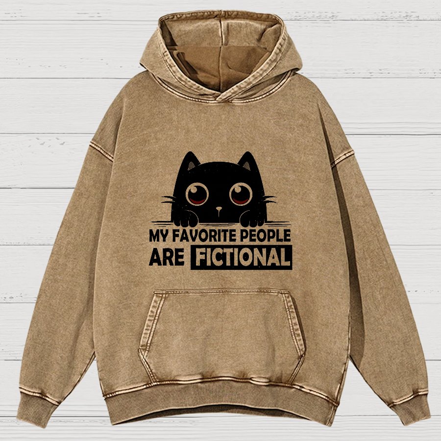 My Favorite People Are Fictional by Edesigns  Vintage Distressed Hoodie