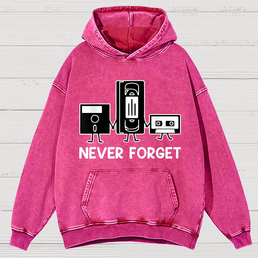 Never Forget Cassette Tape VHS Gamer Old School Funny Vintage Distressed Hoodie