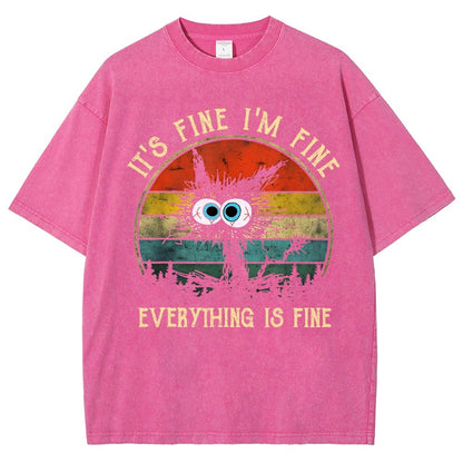 It ‘s Fine I am Fine Everything Is Fine Funny Black cat Vintage Distressed T-shirt