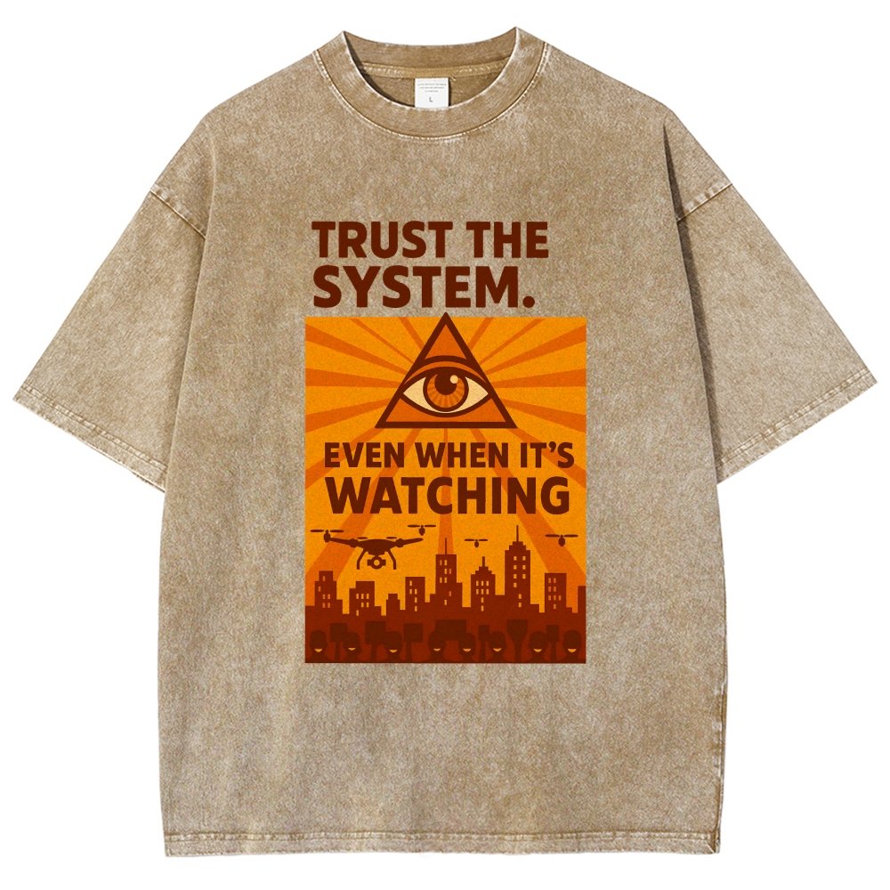 Trust The System - Dystopian Surveillance Vintage Distressed T-shirt