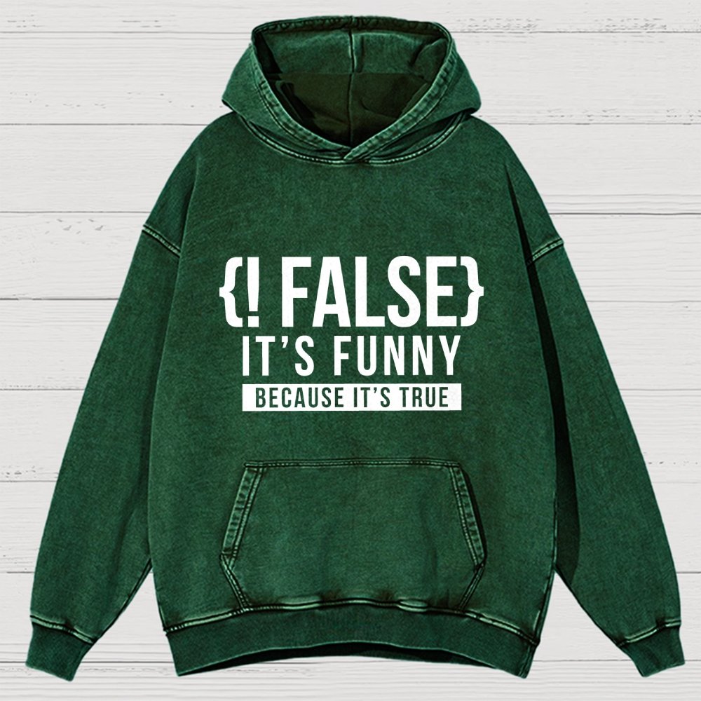 !False Programmer Coding Code Coder Vintage Distressed Hoodie