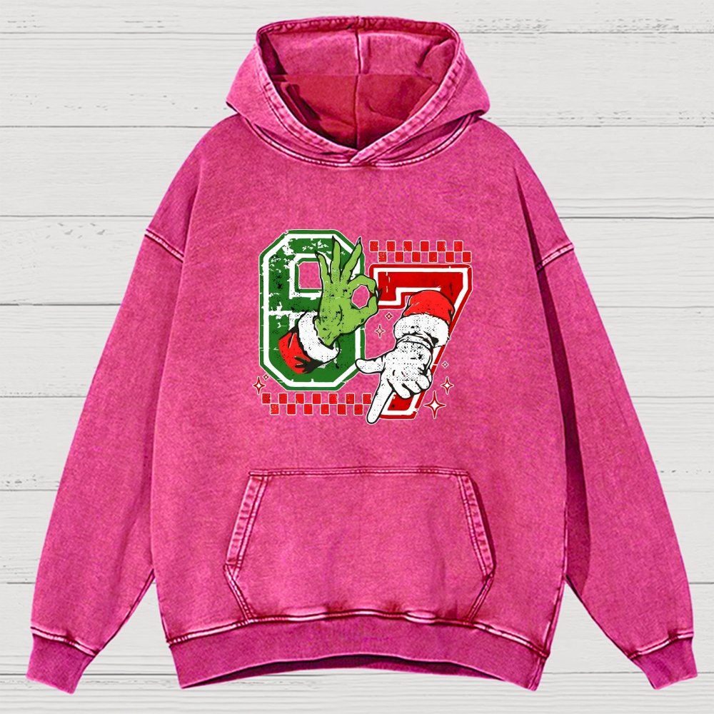 Six Seven 6 7 Christmas Vintage Distressed Hoodie