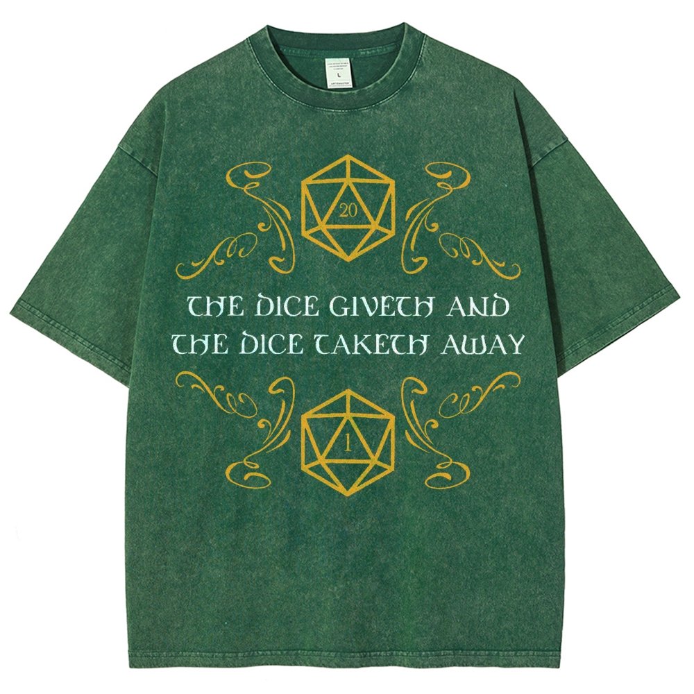 The Dice Giveth And Taketh Away Tabletop RPG Gaming Vintage Distressed T-shirt