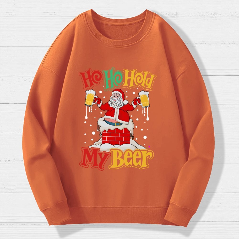 Ho Ho Hold My Beer Christmas Geek Cotton Sweatshirt