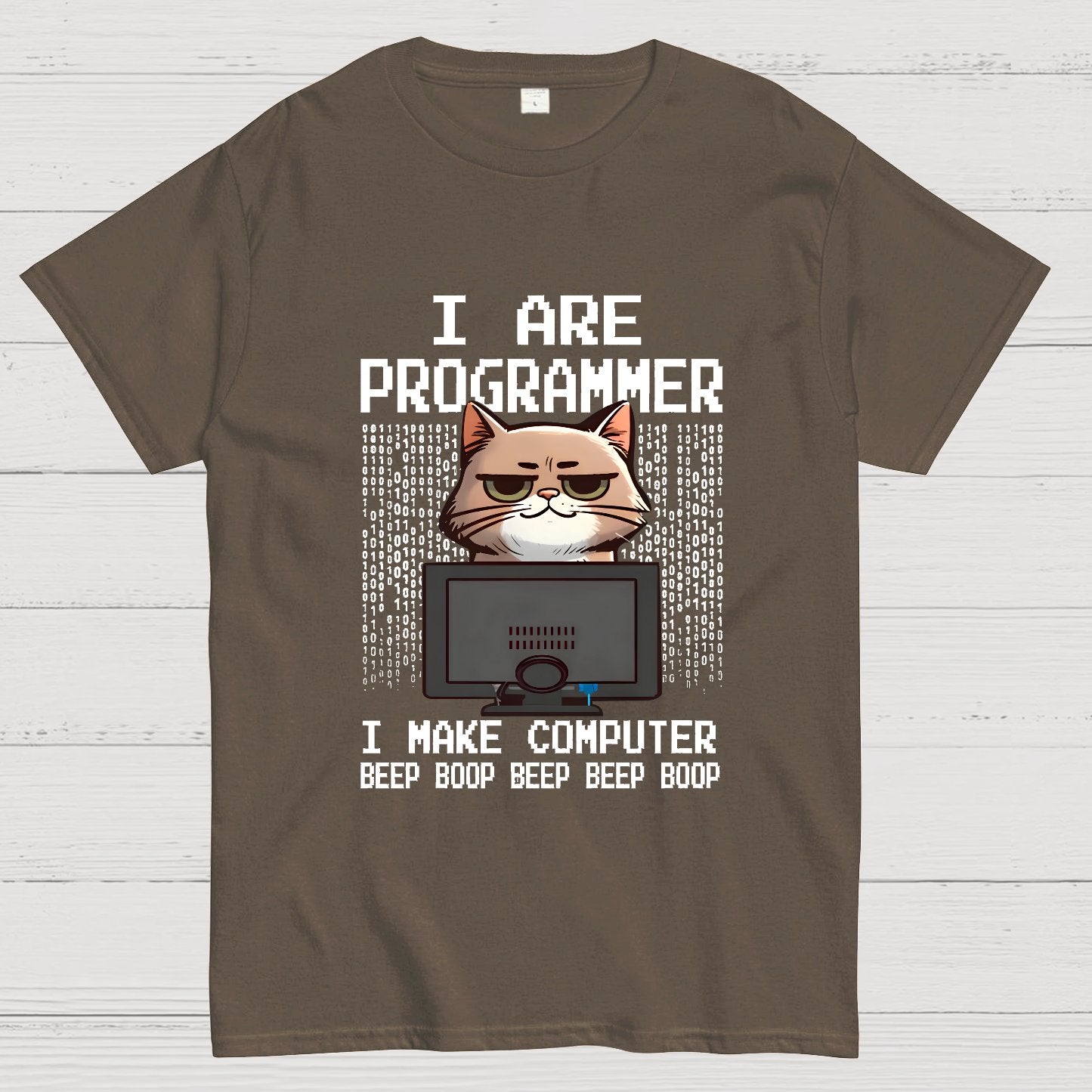 Programmer Cute Cat Coding Geeky T-Shirt