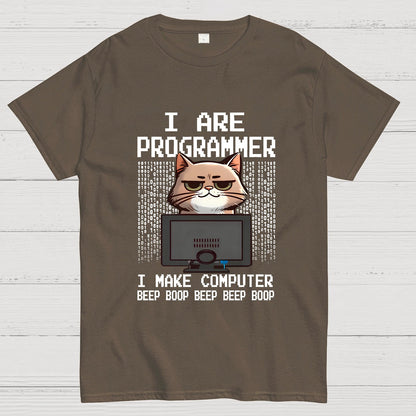 Programmer Cute Cat Coding Geeky T-Shirt