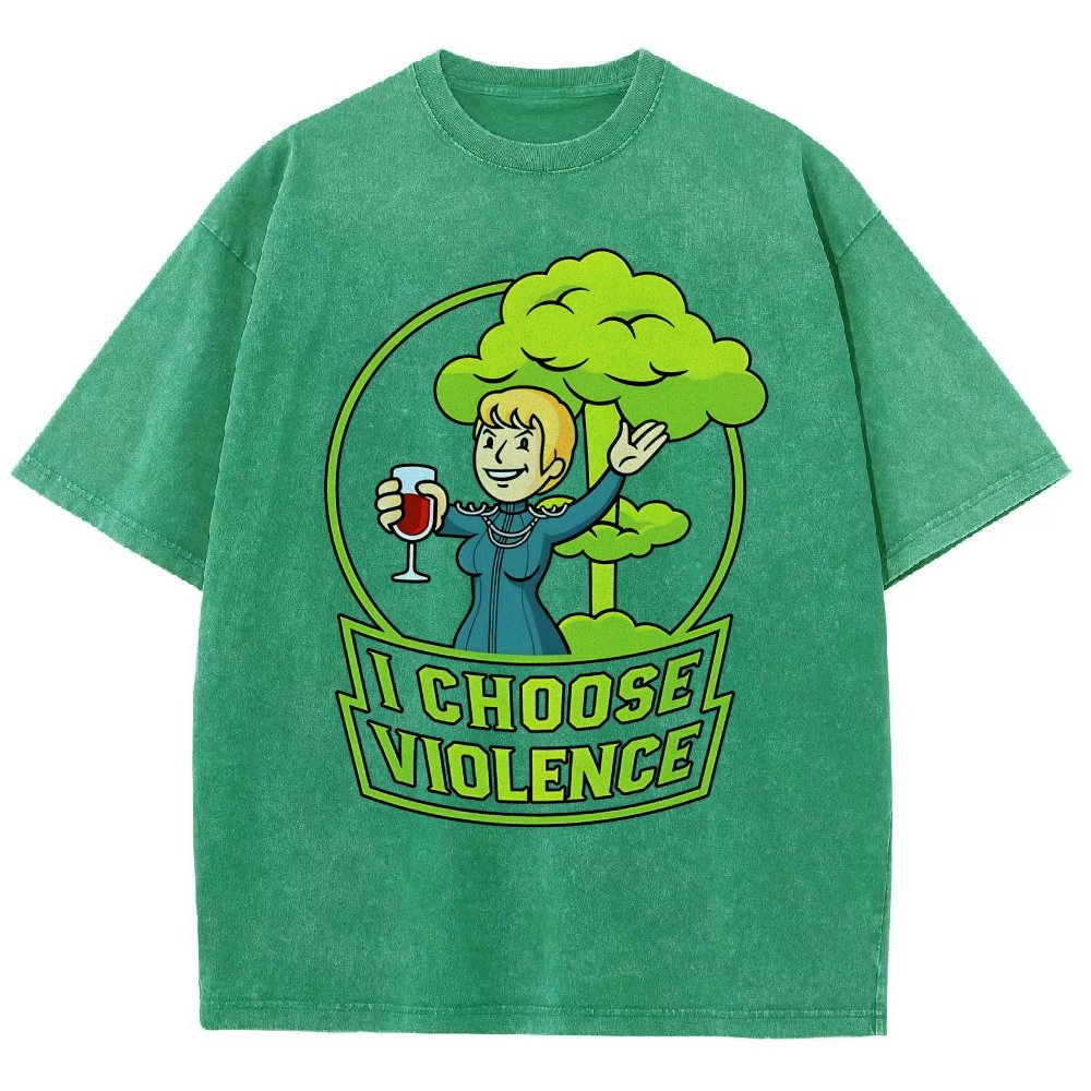 I Choose Violence & Green Atomic Vintage Distressed T-shirt