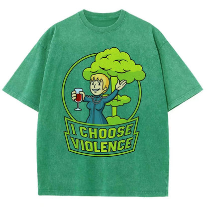 I Choose Violence & Green Atomic Vintage Distressed T-shirt