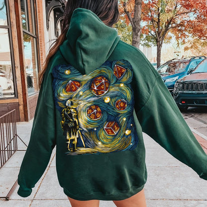 Starry Dice Printed Back Cotton Hoodie