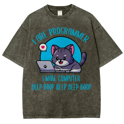I Are Programmer I Make Computer Beep Vintage Distressed T-shirt
