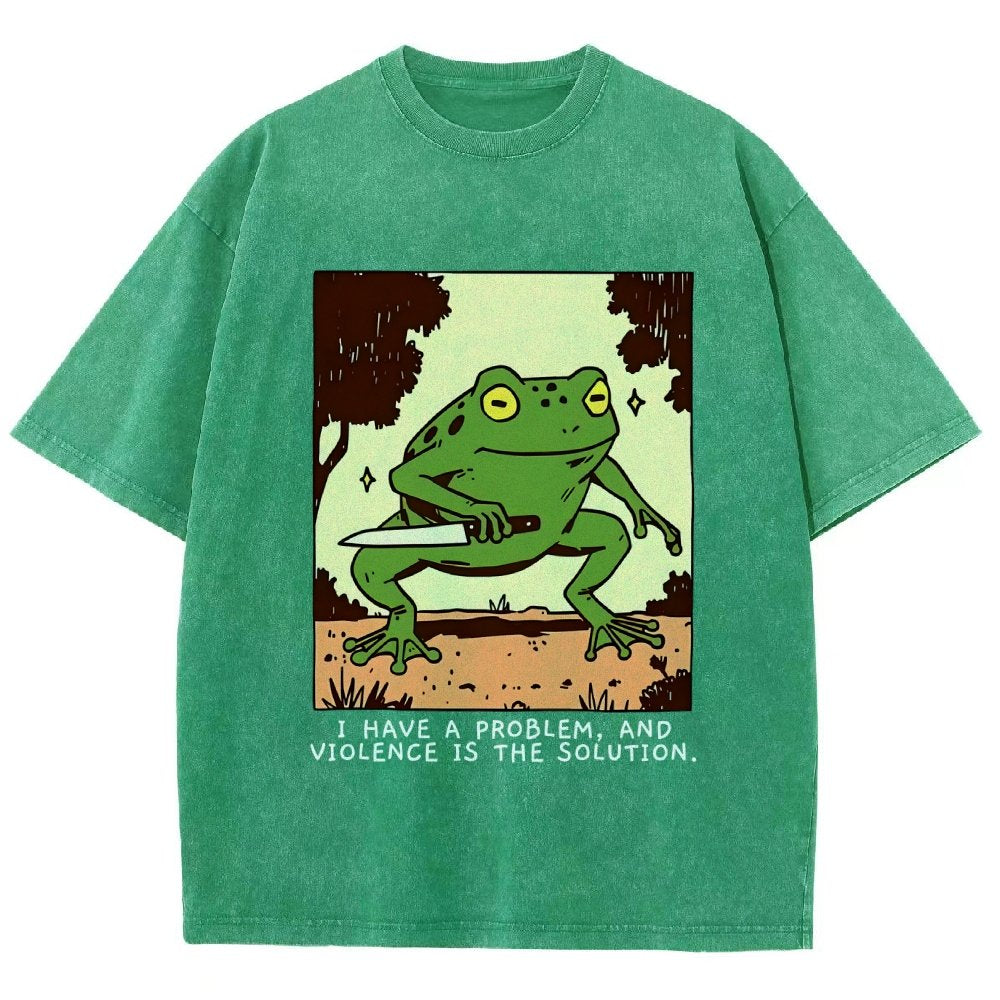 Frog Violence Vintage Distressed T-shirt