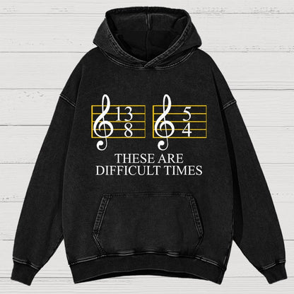 Music Difficult Times Vintage Distressed Hoodie