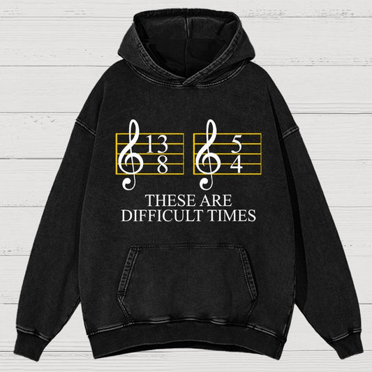 Music Difficult Times Vintage Distressed Hoodie