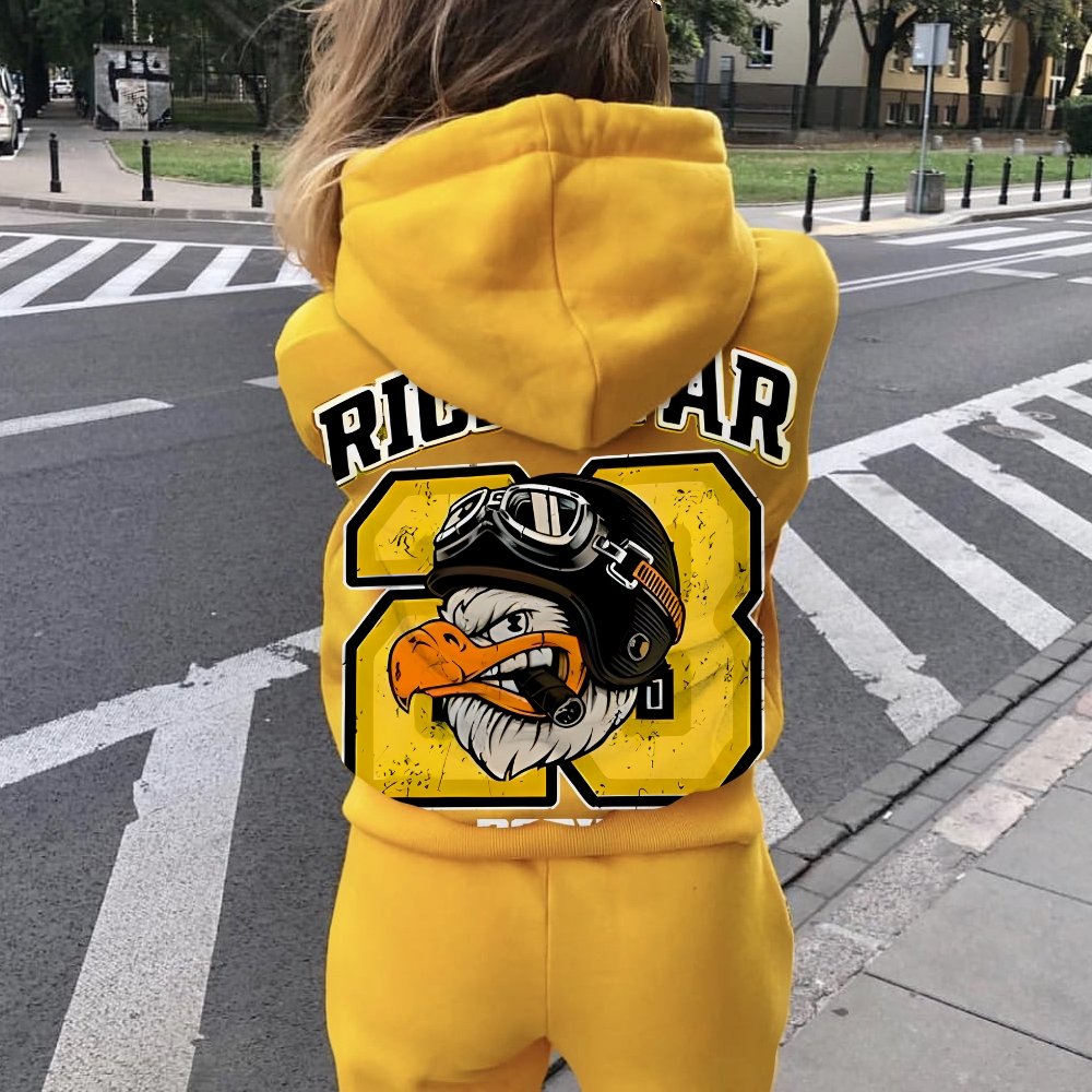 Vintage Rich Star Graphic Print Printed Back Cotton Hoodie