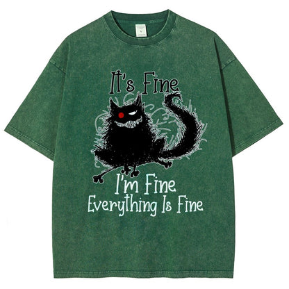 It's fine funny cat Vintage Distressed T-shirt