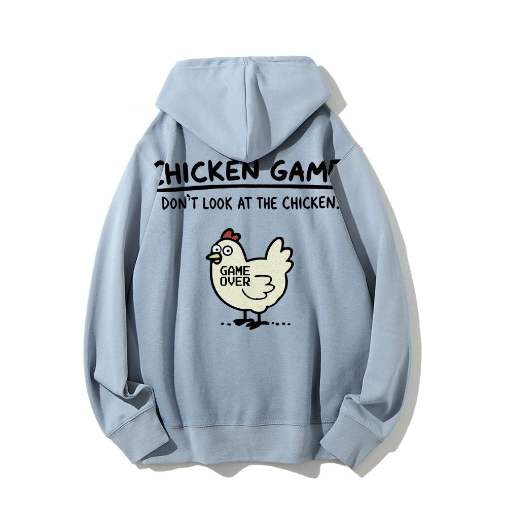 Chicken Game Geeky Printed Back Cotton Hoodie