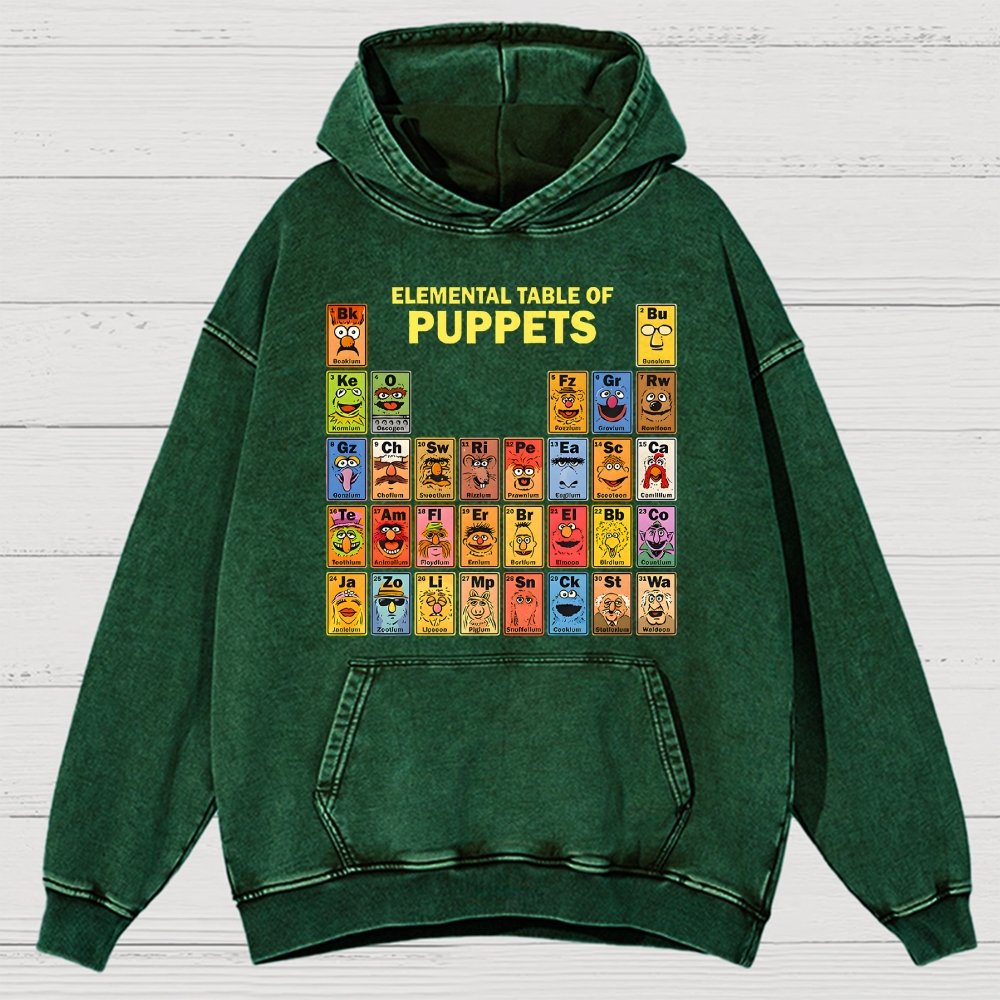 Elemental Table Of Puppets Vintage Distressed Hoodie