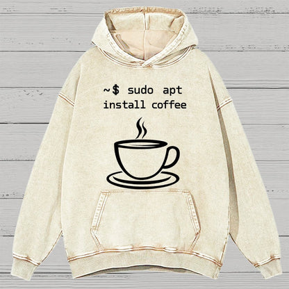 Sudo Apt-Get Install Coffee Vintage Distressed Hoodie