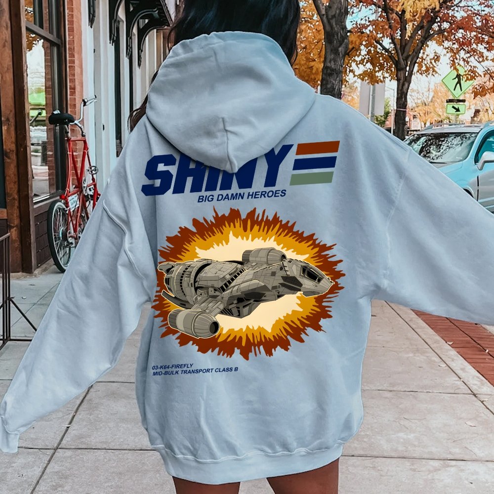 Shiny Heroes Printed Back Cotton Hoodie