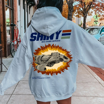 Shiny Heroes Printed Back Cotton Hoodie