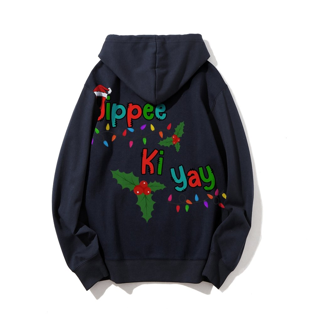 Yippee Ki Yay Christmas Printed Back Cotton Hoodie