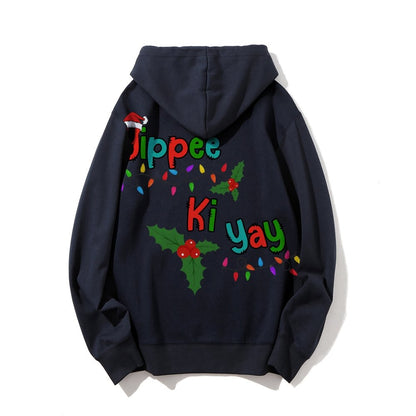 Yippee Ki Yay Christmas Printed Back Cotton Hoodie