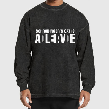 Schrödinger's Cat Adleiavde Geek Washed Long Sleeve Tee