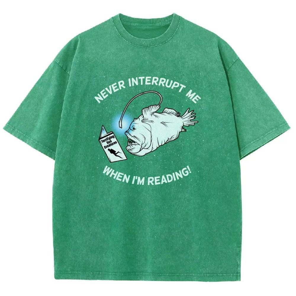 Angler Fish Reading Vintage Distressed T-shirt