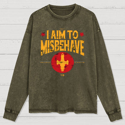 I Aim To Misbehave Washed Long Sleeve Tee