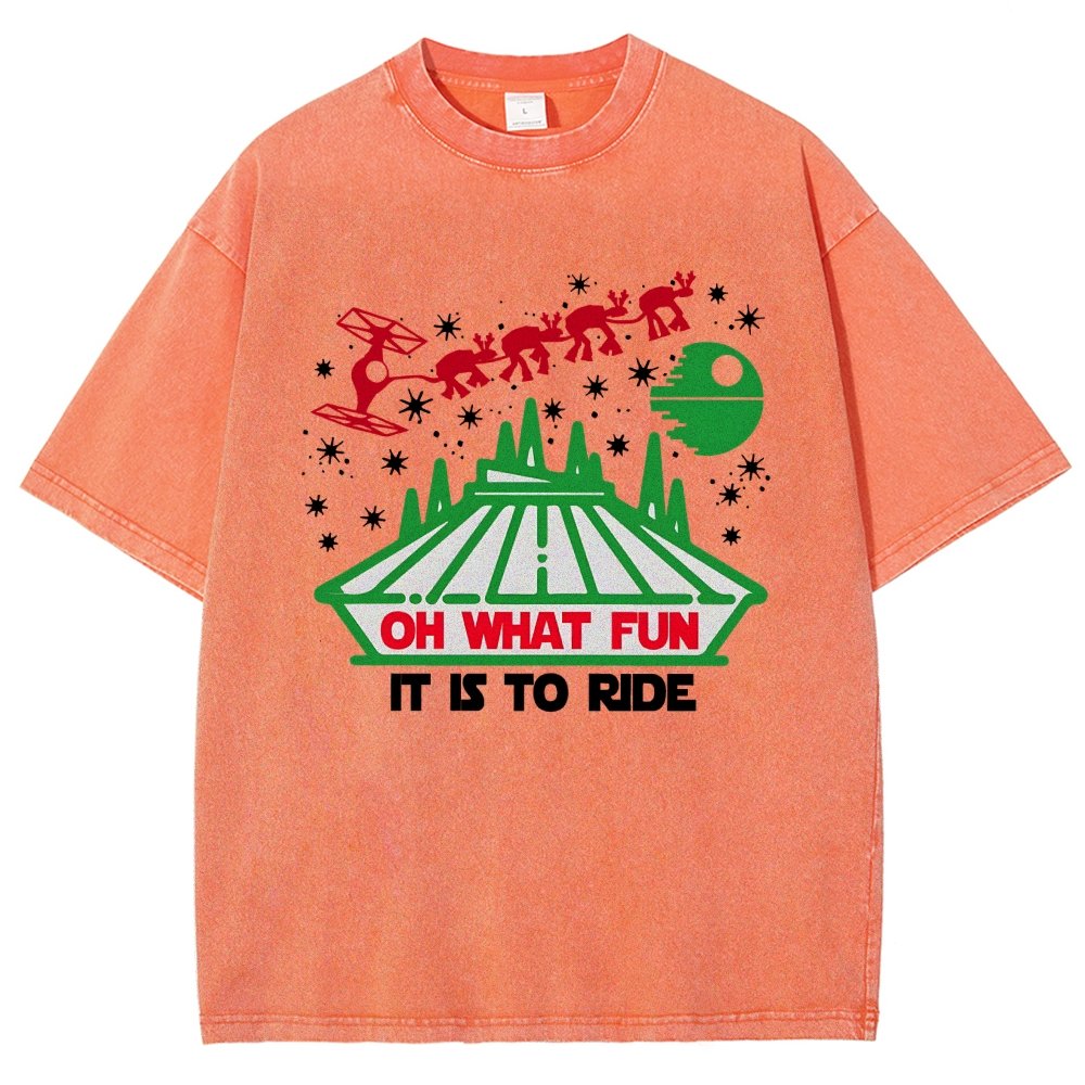 Oh！What Fun It Is To Ride Christmas Vintage Distressed T-shirt