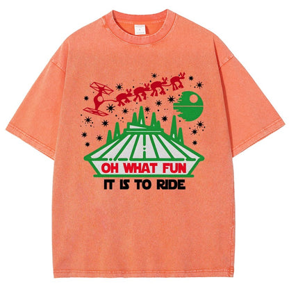 Oh！What Fun It Is To Ride Christmas Vintage Distressed T-shirt