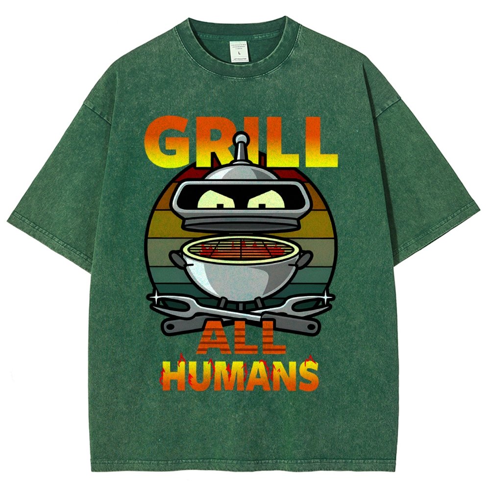 Grill All Humans Vintage Distressed T-shirt
