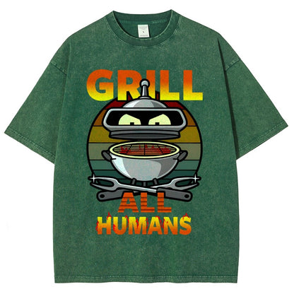 Grill All Humans Vintage Distressed T-shirt