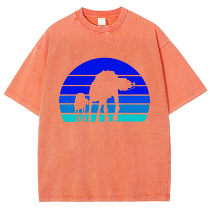 Sunset Stroll Mechanical Marvels Vintage Distressed T-shirt
