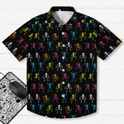 Dancing Skull Art Print Geek Hawaiian Shirt