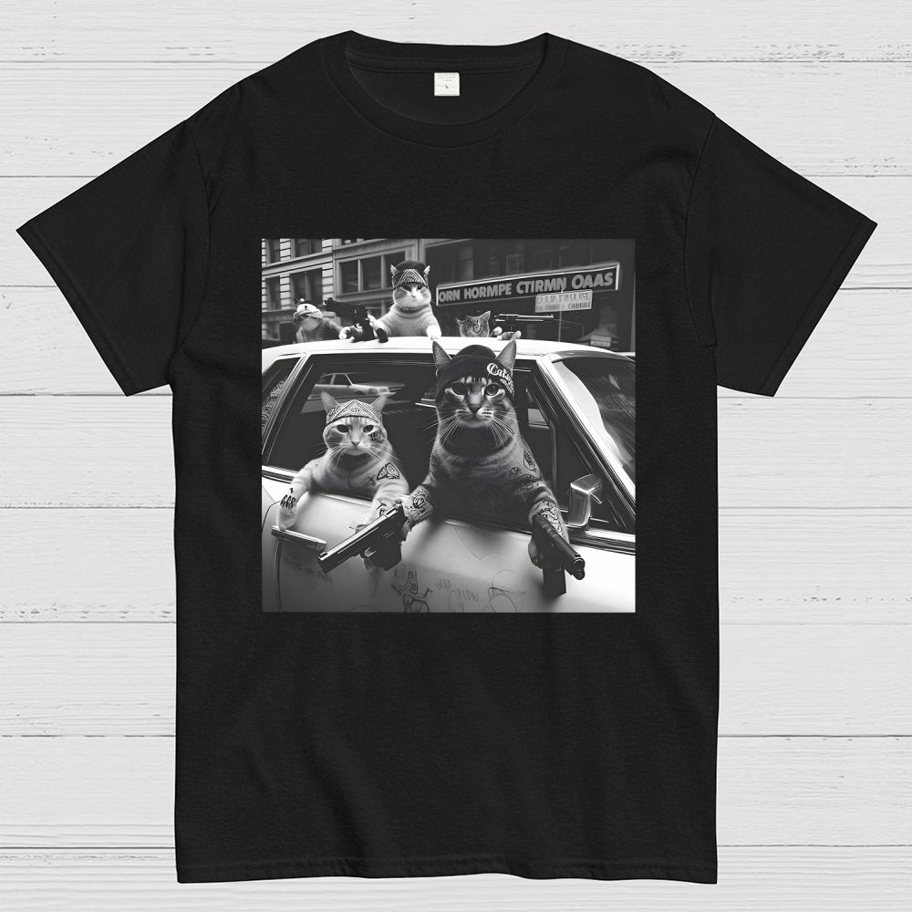Funny Cat Gang Vintage Unisex Geek T-Shirt