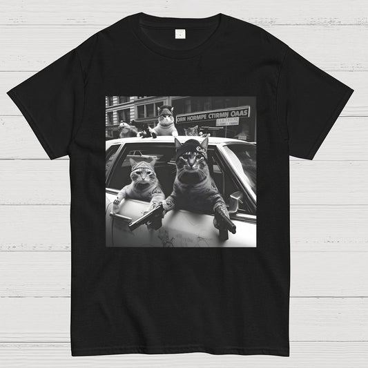 Funny Cat Gang Vintage Unisex Geek T-Shirt