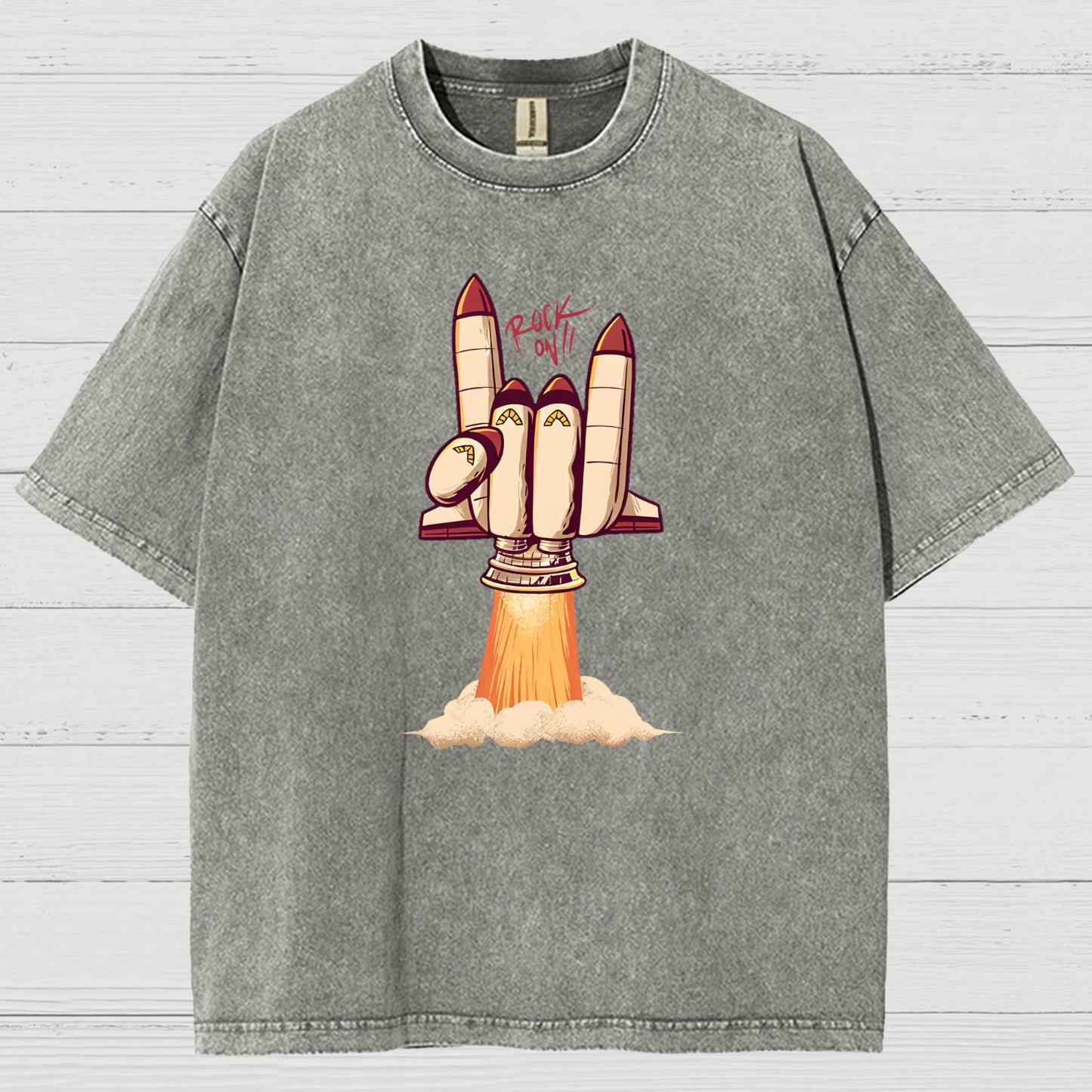 Rock On Rocket  Vintage Distressed T-shirt