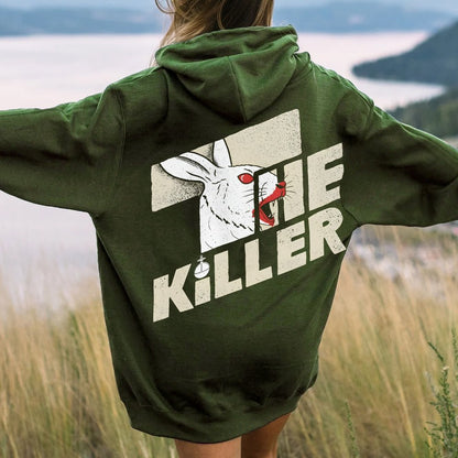 Mysterious Rabbit Printed Back Unisex Cotton Hoodie