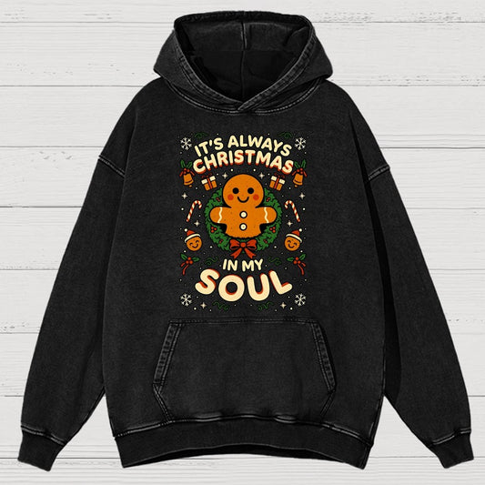 Christmas Soul Gift Vintage Distressed Hoodie
