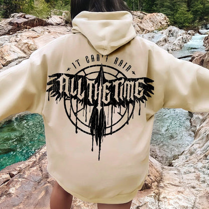 It Can't Rain All The Time Nerd Printed Back Cotton Hoodie