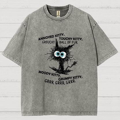 Annoyed Kitty Touchy Kitty Grouchy Ball Funny Vintage Distressed T-shirt