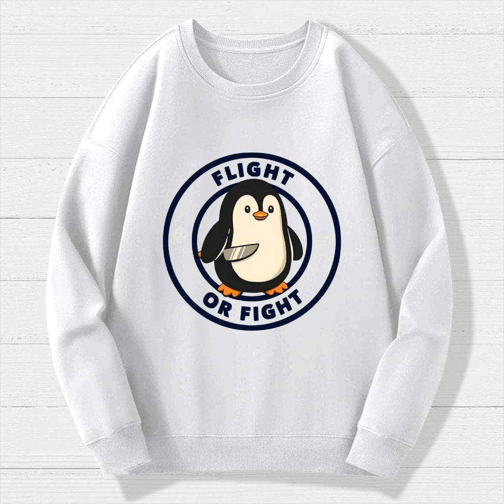 Flight or Fight Penguin Geek Cotton Sweatshirt