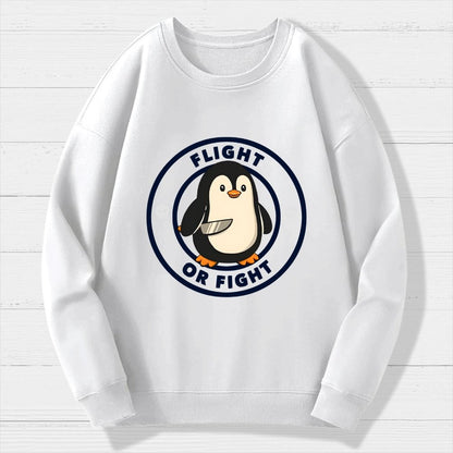Flight or Fight Penguin Geek Cotton Sweatshirt