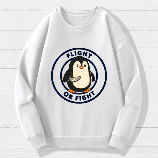 Flight or Fight Penguin Geek Cotton Sweatshirt