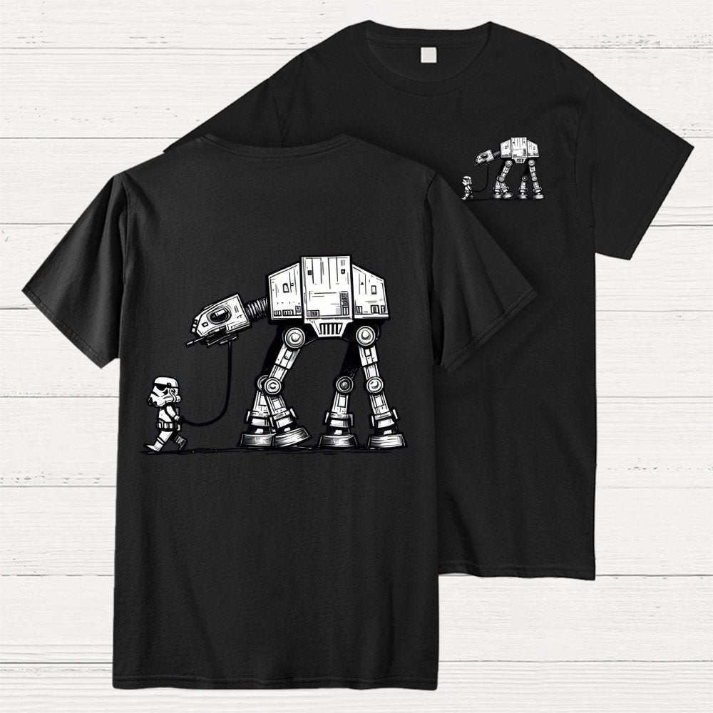 Galactic Robot Dog-Planetary Battles Front And Back Printing Geek T-Shirt