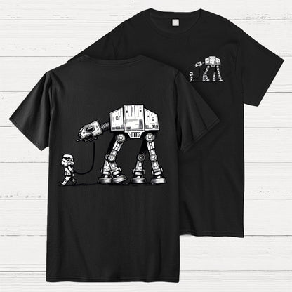 Galactic Robot Dog-Planetary Battles Front And Back Printing Geek T-Shirt