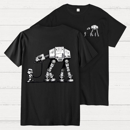 Galactic Robot Dog-Planetary Battles Front And Back Printing Geek T-Shirt